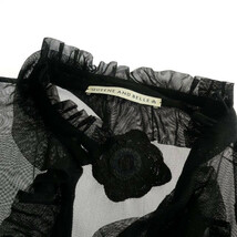 クイーン&ベル QUEENE&BELLE フラワー刺繍 レース ロングワンピース ドレス 長袖 XS ブラック 黒 レディース_画像4
