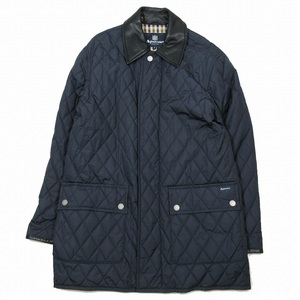 アクアスキュータム AQUASCUTUM キルティングジャケット ステンカラーコート 中綿 ブルゾン ミドル丈 裏地クラブチェック S ネイビー/11▲B