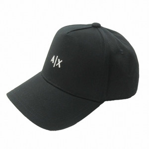 未使用品 アルマーニエクスチェンジ A/X ARMANI EXCHANGE タグ付 ロゴ パネル キャップ 帽子 刺繍 アジャスタブル 黒 ブラック 1228 メンズ