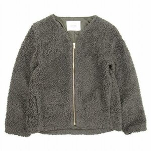 17aw スローブ イエナ SLOBE IENA ボアフリース ブルゾン ノーカラー Vネック ジャケット ジップアップ アウター グレー ゴールド