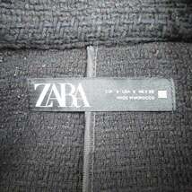 ザラ ZARA ツイード ロング ジレ ベスト トレンチコート風 ジャケット アウター S 黒 ブラック 紺 ネイビー/レディース_画像7