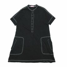 ヒロコビス HIROKO BIS ロングTシャツ カットソー 半袖 刺繍 マジックテープ トップス 黒 ブラック レディース_画像1