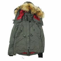 モンクレール MONCLER グルノーブル ダウンジャケット フライトジャケット パーカ フーディ ラクーンファー ワッペン ブルゾン カーキ 1 レ_画像1