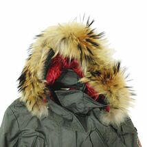 モンクレール MONCLER グルノーブル ダウンジャケット フライトジャケット パーカ フーディ ラクーンファー ワッペン ブルゾン カーキ 1 レ_画像3