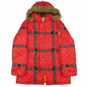 18AW シュプリーム SUPREME LOGO TAPE N-3B PARKA ロゴテープ ミリタリー フライト ジャケット パーカー 中綿 ナイロン ブルゾン ファー