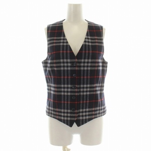  Burberry zBurberrys Vintage the best gilet check wool total lining FY001 L navy blue navy /DK lady's 