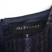 ジルスチュアート JILL STUART チェック ワンピース ミニ ノースリーブ スクエアネック 起毛 2 ネイビー 紺 /FT26 レディース_画像3