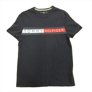 トミーヒルフィガー TOMMY HILFIGER ロゴ 刺繍 Tシャツ カットソー 切替 トリコロール S ネイビー メンズ♪12※