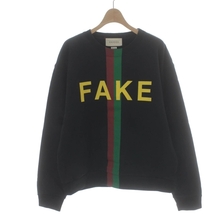 グッチ GUCCI 20AW Fake/Not Print Sweatshirt フェイク/ノットプリントスウェットシャツ 635847 S 黒 ブラック /DK メンズ_画像1