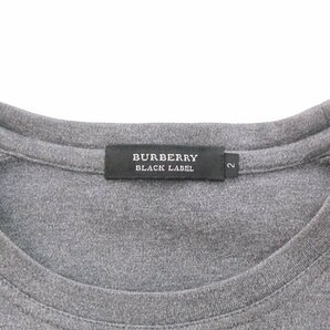 バーバリーブラックレーベル BURBERRY BLACK LABEL Tシャツ カットソー ロゴ 刺繍 肩 チェック柄 コットン 半袖 灰 グレー 2 約Mの画像3