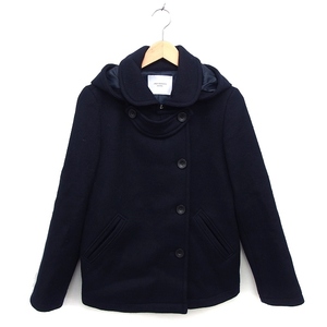  Urban Research door zURBAN RESEARCH DOORS hood coat outer Short wool slit 40 navy blue navy /NT28 lady's 