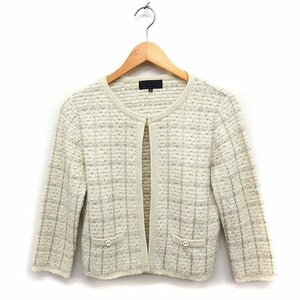  Untitled UNTITLED knitted cardigan ound-necked check moheya.2 eggshell white white /FT43 lady's 