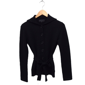  Untitled UNTITLED knitted cardigan ribbon plain wool 2 black black /FT8 lady's 