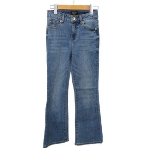 GAUDI JEANS フレアデニム ジーンズ レザーパッチ 25 約XS インディゴブルー IBO46 0116 レディース