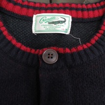 クロコダイル CROCODILE セーター ニット チェック 刺繍 L ネイビー IBO46 0116 メンズ_画像3