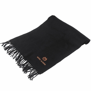  Mila Schon mila schon beautiful goods muffler Logo embroidery fringe wool cashmere . black black 0114 lady's 