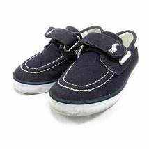 ポロ ラルフローレン POLO RALPH LAUREN キャンバス デッキシューズ 靴 ベルクロ 14cm 紺 ネイビー キッズ 子ども 男の子 女の子 ♪１_画像2