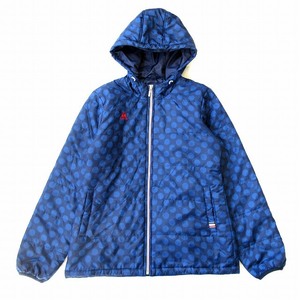 ルコックスポルティフ le coq sportif ドット柄 ジップアップ 中綿 ジャケット ブルゾン アウター フード ロゴ L 青 ブルー レディース