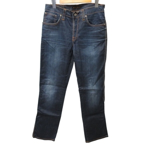 ヌーディージーンズ nudie jeans デニム ジーンズ ストレート ストレッチ有 イタリア製 インディゴブルー 青系 W33 L32 約Lサイズ IBO46