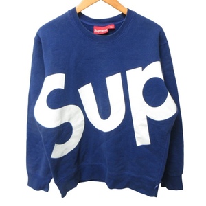 シュプリーム SUPREME 13AW SUPクルーネック トレーナー スウェット 長袖 青 ブルー Mサイズ 0115 IBO46 メンズ