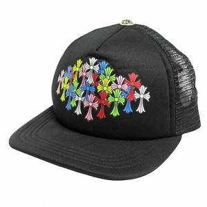 美品 クロムハーツ CHROME HEARTS セメタリークロス メッシュ キャップ マルチカラー MLTCOL CEM CRS Tracker Cap ロゴ 帽子 黒■１