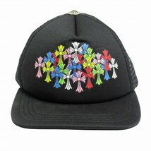 美品 クロムハーツ CHROME HEARTS セメタリークロス メッシュ キャップ マルチカラー MLTCOL CEM CRS Tracker Cap ロゴ 帽子 黒■１_画像2