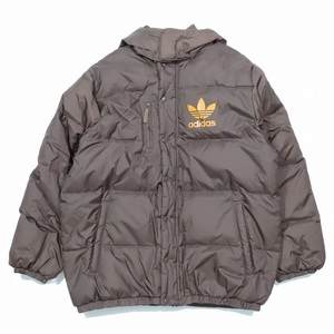 アディダス adidas ナイロン ダウンジャケット ブルゾン フーディ トレフォイル ワンポイント M ダークブラウン 983346/5▲B1 メンズ