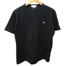 ラコステ LACOSTE SLIM FIT Tシャツ カットソー Vネック ロゴ刺? 半袖 黒 ブラック Lサイズ 0120 IBO46 メンズ_画像1