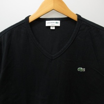 ラコステ LACOSTE SLIM FIT Tシャツ カットソー Vネック ロゴ刺? 半袖 黒 ブラック Lサイズ 0120 IBO46 メンズ_画像3