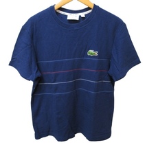 ラコステ LACOSTE Tシャツ カットソー ビッグワニ刺? 半袖 ネイビー 紺 Lサイズ 0120 IBO46 メンズ_画像1