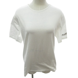 エルメス HERMES マルジェラ期 Tシャツ カットソー ロゴ刺繍 半袖 白 ホワイト Lサイズ 0115 IBO46 レディース