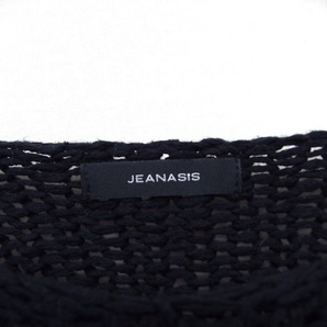 ジーナシス JEANASIS かぎ針編み ニット セーター ショート丈 シンプル 長袖 丸首 コットン 綿 F ブラック 黒 /HT29 レディースの画像3