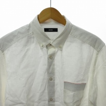 ディーゼル DIESEL 美品 カジュアルシャツ BDシャツ リネン 長袖 白 ホワイト Lサイズ 0122 IBO46 メンズ_画像3
