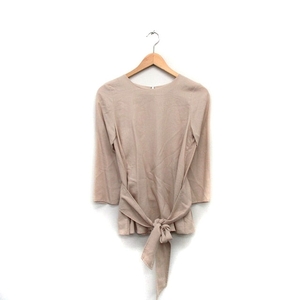 te milk s Beams Demi-Luxe BEAMS cut and sewn T-shirt 7 minute sleeve ribbon simple 38 beige /KT16 lady's 