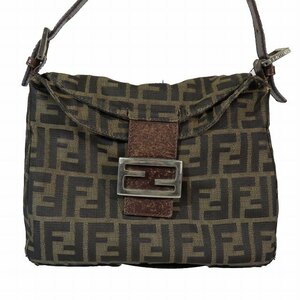 フェンディ FENDI ヴィンテージ オールド ズッカ柄 マンマバケット シルバー金具 ワンショルダーバッグ 肩掛け 茶色 ブラウン