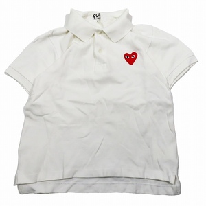 プレイコムデギャルソン PLAY COMME des GARCONS ポロシャツ 半袖 ワッペン ハート S 白 AZ-T005 AD2011/2▲B1 レディース