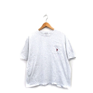 ユーエスポロアッスン U.S.POLO ASSN カットソー Tシャツ 半袖 コットン ロゴ L ライトグレー 灰 /KT30 レディース