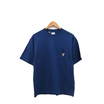 未使用品 コーエン coen タグ付き カットソー Tシャツ 半袖 コットン ワンポイント 刺繍 M ブルー 青 /KT8 メンズ_画像1