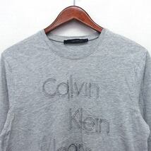 カルバンクラインジーンズ Calvin Klein Jeans 国内正規品 Tシャツ カットソー 長袖 ロゴ プリント 切替リブ 丸首 M 灰 /HT14 レディース_画像4