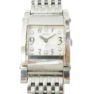 セイコー SEIKO 1E20-0AH0 腕時計 ウォッチ ラインストーン スクエア ホワイト文字盤 稼働品 シルバーカラー 0128 レディース