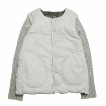 ナチュラルランドリー NATURAL LAUNDRY 20ダウン マット ナイロン ニットスリーブ ベスト 2WAY リブ 切替 クルーネック キルティング_画像1