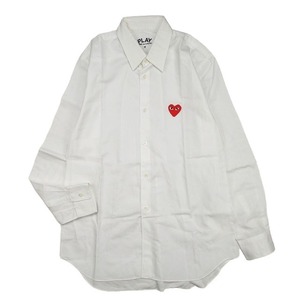 00s プレイコムデギャルソン PLAY COMME des GARCONS ハート ロゴ ワッペン ドレス シャツ ワイシャツ 長袖 トップス AZ-B002 AD2005 M 白