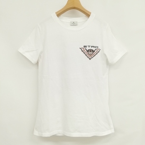 エトロ ETRO 21SS Tシャツ カットソー ロゴ トラ 刺繍 プリント ビジュー 半袖 38 ホワイト レディース