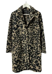  Rose Bud ROSE BUD Leopard pattern coat mo hair .F beige outer lady's 