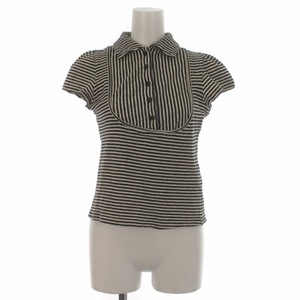  Jocomomola JOCOMOMOLA polo-shirt short sleeves stripe pattern border pattern 40 M black black white white /BB lady's 