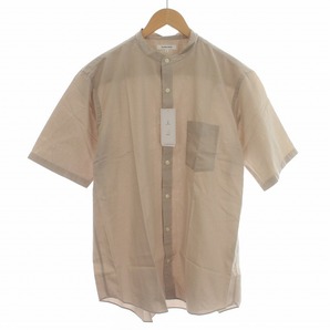 未使用品 GLOBAL WORK DRY パナマバンド SS バンドカラーシャツ 半袖 タグ付き 胸ポケット ビックシルエット L ベージュの画像1