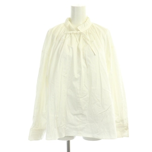  Ballsey BALLSEY Tomorrowland high count satin neck frill blouse long sleeve pull over cotton .36 eggshell white 