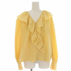  Rope ROPE 23SSkashu cool la full blouse frill organic cotton long sleeve 38 M yellow color yellow /YI2 lady's 