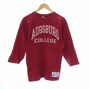 チャンピオン CHAMPION トリコタグ 80s 80年代 AUGSBUGG COLLEGE フットボールTシャツ カットソー 七分袖 M 赤 レッド /KH メンズ