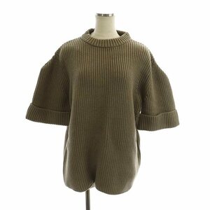 未使用品 クラネ CLANE 22AW OVER HALF SLEEVE KNIT TOPS ニット セーター 五分袖 チュニック丈 1 ベージュ /MI ■OS レディース